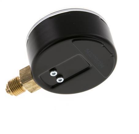-1..0.6 Bar (-15..9 psi) Pressure Gauge Below Steel/Brass 63 mm Class 1.6
