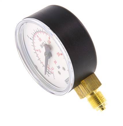 -1..15 Bar (-15..218 psi) Pressure Gauge Below Plastic/Brass 63 mm Class 2.5