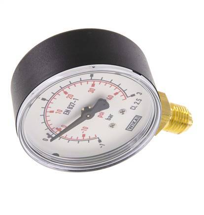-1..3 Bar (-15..44 psi) Pressure Gauge Below Plastic/Brass 63 mm Class 2.5
