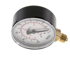 -1.2..0 Bar (-17..0 lb/po2) Manomètre sous acier/laiton 63 mm Classe 1.6
