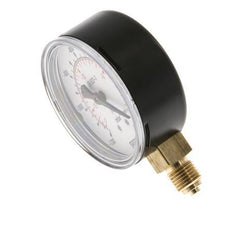-1.2..0 Bar (-17..0 lb/po2) Manomètre sous acier/laiton 63 mm Classe 1.6