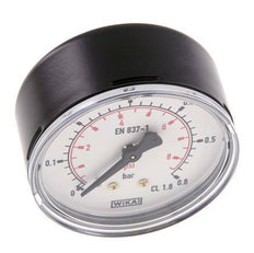 0..0.6 Bar (0..9 psi) Pressure Gauge Rear Steel/Brass 63 mm Class 1.6