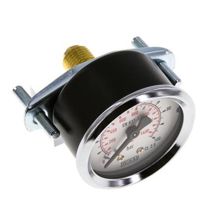 0..100 Bar (0..1450 psi) Manomètre encastrable Acier/laiton 50 mm Classe 2.5 (Support)