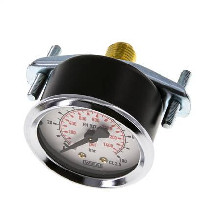 0..100 Bar (0..1450 psi) Manomètre encastrable Acier/laiton 50 mm Classe 2.5 (Support)