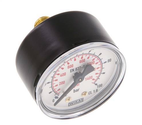 0..100 Bar (0..1450 psi) pression Arrière Acier/laiton 50 mm Classe 1.6