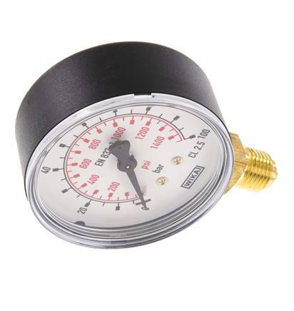 0..100 Bar (0..1450 psi) Manomètre sous plastique/laiton 63 mm Classe 2.5