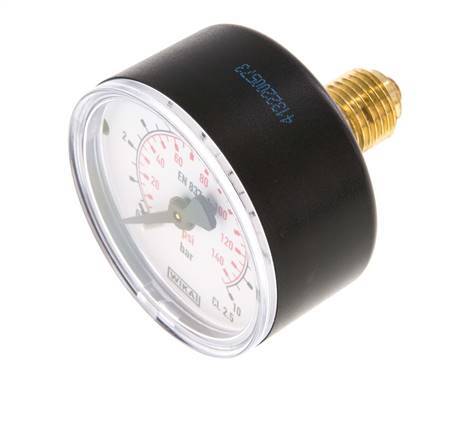 0..10 Bar (0..145 psi) Pressure Gauge Rear Plastic/Brass 50 mm Class 2.5