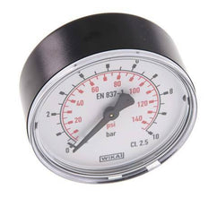 0..10 Bar (0..145 psi) Pressure Gauge Rear Plastic/Brass 63 mm Class 2.5