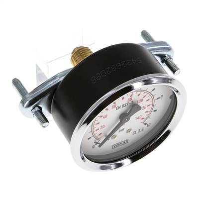 0..10 Bar (0..145 psi) Manomètre encastrable Acier/laiton 63 mm Classe 2.5 (Support)