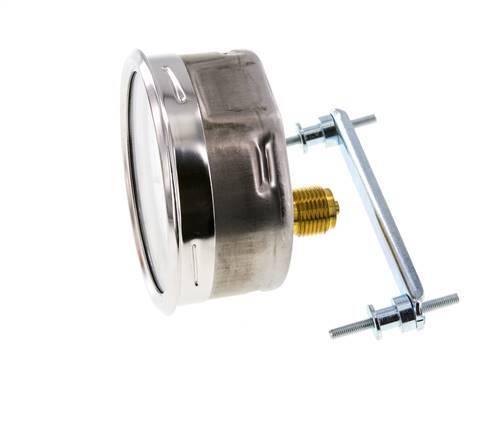 0..1 Bar (0..15 psi) Panel Mount Pressure Gauge Steel/Brass 100 mm Class 1.0 (Bracket)