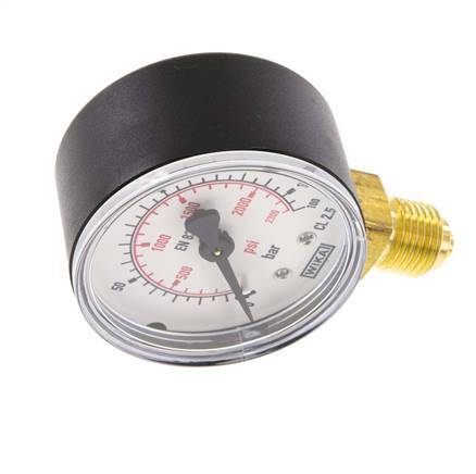 0..160 Bar (0..2321 psi) Manomètre sous plastique/laiton 50 mm Classe 2.5