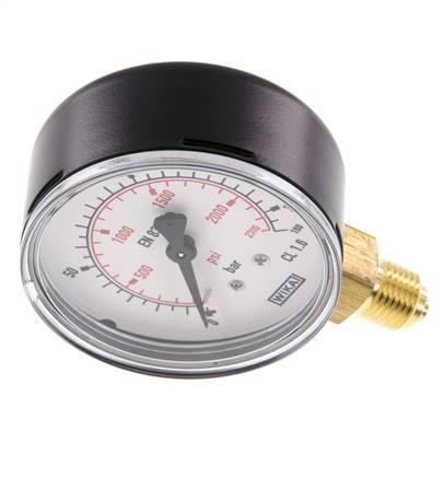 0..160 Bar (0..2321 psi) Pressure Gauge Below Steel/Brass 63 mm Class 1.6