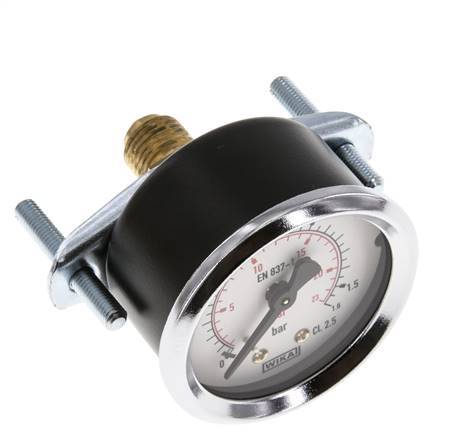0..1.6 Bar (0..23 psi) Manomètre encastrable Acier/laiton 50 mm Classe 2.5 (Support)