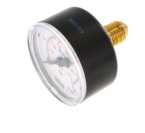 0..25 Bar (0..363 psi) Pressure Gauge Rear Plastic/Brass 50 mm Class 2.5