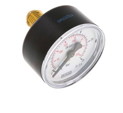0..25 Bar (0..363 psi) Pressure Gauge Rear Plastic/Brass 50 mm Class 2.5