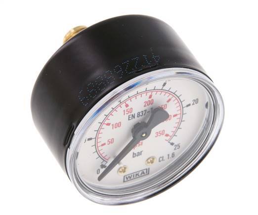 0..25 Bar (0..363 psi) Pressure Gauge Rear Steel/Brass 50 mm Class 1.6