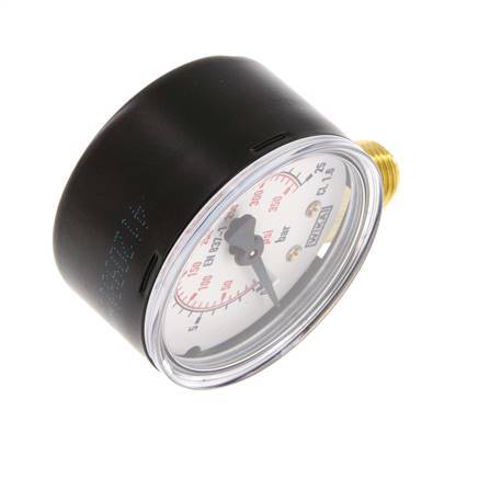0..25 Bar (0..363 psi) Pressure Gauge Below Steel/Brass 50 mm Class 1.6