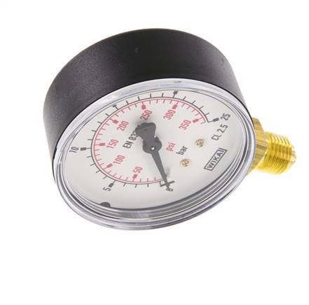 0..25 Bar (0..363 lb/po2) Manomètre sous plastique/laiton 63 mm Classe 2.5