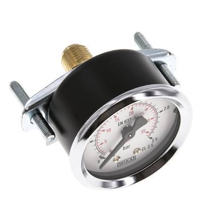 0..2.5 Bar (0..36 psi) Manomètre encastrable Acier/laiton 50 mm Classe 2.5 (Support)
