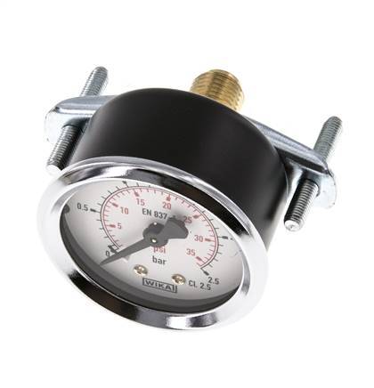 0..2.5 Bar (0..36 psi) Manomètre encastrable Acier/laiton 50 mm Classe 2.5 (Support)