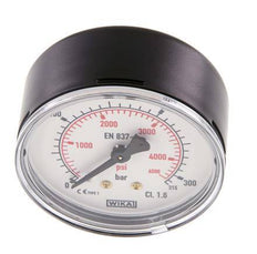 0..315 Bar Pressure Gauge Rear Steel/Brass 63 mm Class 1.6