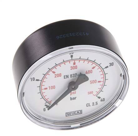 0..40 Bar (0..580 psi) Pressure Gauge Rear Plastic/Brass 63 mm Class 2.5