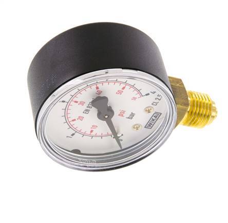 0..4 Bar (0..58 psi) Pressure Gauge Below Plastic/Brass 50 mm Class 2.5