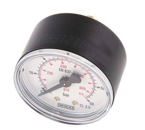 0..60 Bar (0..870 psi) pression Arrière Plastique/laiton 50 mm Classe 2.5