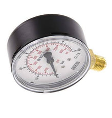 0..60 Bar (0..870 psi) Pressure Gauge Below Steel/Brass 63 mm Class 1.6