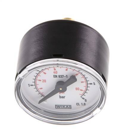 0..6 Bar (0..87 psi) pression Arrière Acier/laiton 40 mm Classe 1.6