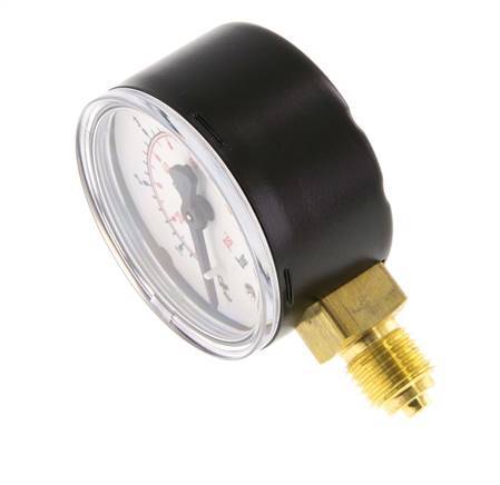 0..6 Bar (0..87 psi) Pressure Gauge Below Steel/Brass 50 mm Class 1.6