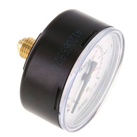 0..6 Bar (0..87 psi) Pressure Gauge Rear Steel/Brass 63 mm Class 1.6