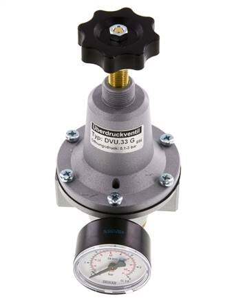 Soupape de décharge de pression pneumatique G1/2 Air 0.1-3bar (1-44psi)