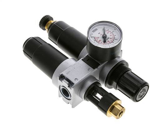 FRL 2 Parties G1/4'' 700l/min 0.2-6.0bar/3-87psi Semi-Auto 40 mm Manomètre Métal Multifix 0