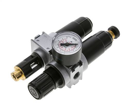 FRL 2 Parties G1/4'' 700l/min 0.2-6.0bar/3-87psi Semi-Auto 40 mm Manomètre Métal Multifix 0