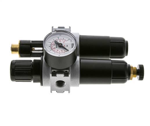 FRL 2 Parties G1/4'' 700l/min 0.2-6.0bar/3-87psi Semi-Auto 40 mm Manomètre Métal Multifix 0