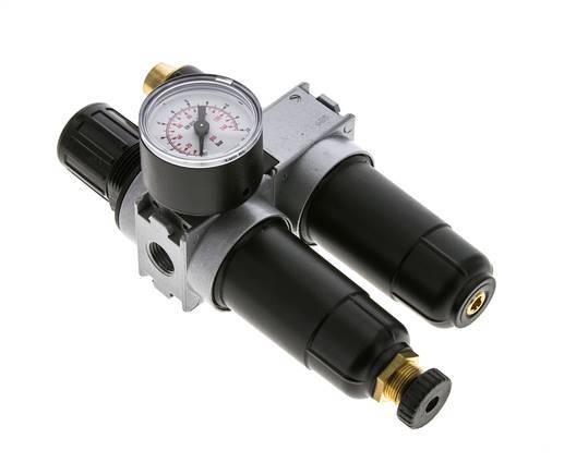 FRL 2 Parties G1/4'' 700l/min 0.2-6.0bar/3-87psi Semi-Auto 40 mm Manomètre Métal Multifix 0