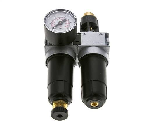 FRL 2 Parties G1/4'' 700l/min 0.2-6.0bar/3-87psi Semi-Auto 40 mm Manomètre Métal Multifix 0