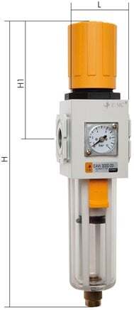 Filter-Regulator G1/2'' 4000 l/min 0.5-9.0bar/7-130psi Auto Double-Walled Plastic EMC 4A