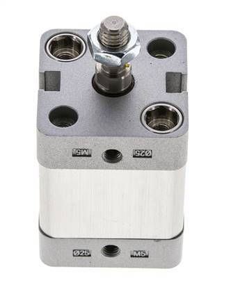 ISO 21287 Vérin Compact à Double Effet 25-15mm - Magnétique - Tige Filetée