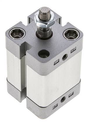 ISO 21287 Vérin Compact à Double Effet 25-20mm - Magnétique - Tige Filetée