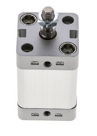 ISO 21287 Vérin Compact à Double Effet 25-25mm - Magnétique - Tige Filetée