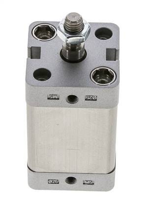 ISO 21287 Vérin Compact à Double Effet 25-30mm - Magnétique - Tige Filetée