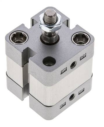 ISO 21287 Vérin Compact à Double Effet 25-5mm - Magnétique - Tige Filetée