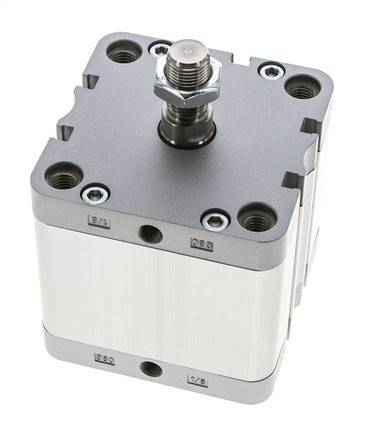 ISO 21287 Vérin Compact à Double Effet 80-40mm - Magnétique - Tige Filetée