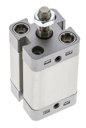 ISO 21287 Vérin Compact Simple Effet 20-25mm - Magnétique - Tige Filetée