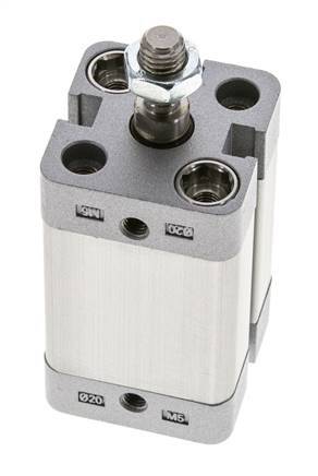 ISO 21287 Vérin Compact Simple Effet 20-25mm - Magnétique - Tige Filetée