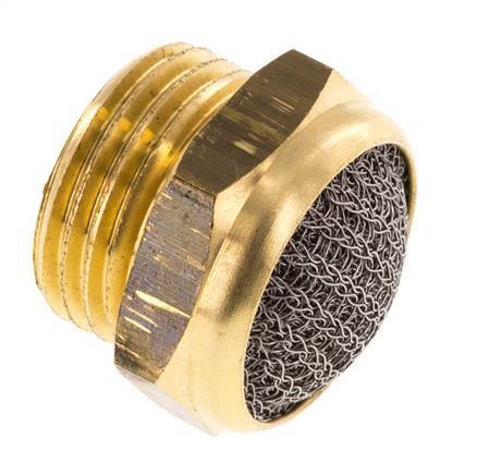 Silencieux Pneumatique Compact en Laiton G1/2'' 1.4301 Maille Métallique [2 Pièces]