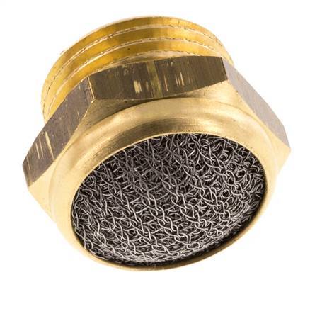 G1/2'' Brass Compact Pneumatic Muffler 1.4301 Wire Mesh [2 Pieces]