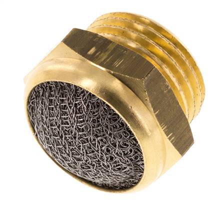 G1/2'' Brass Compact Pneumatic Muffler 1.4301 Wire Mesh [2 Pieces]